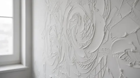 Wzory z gładzi na ścianie